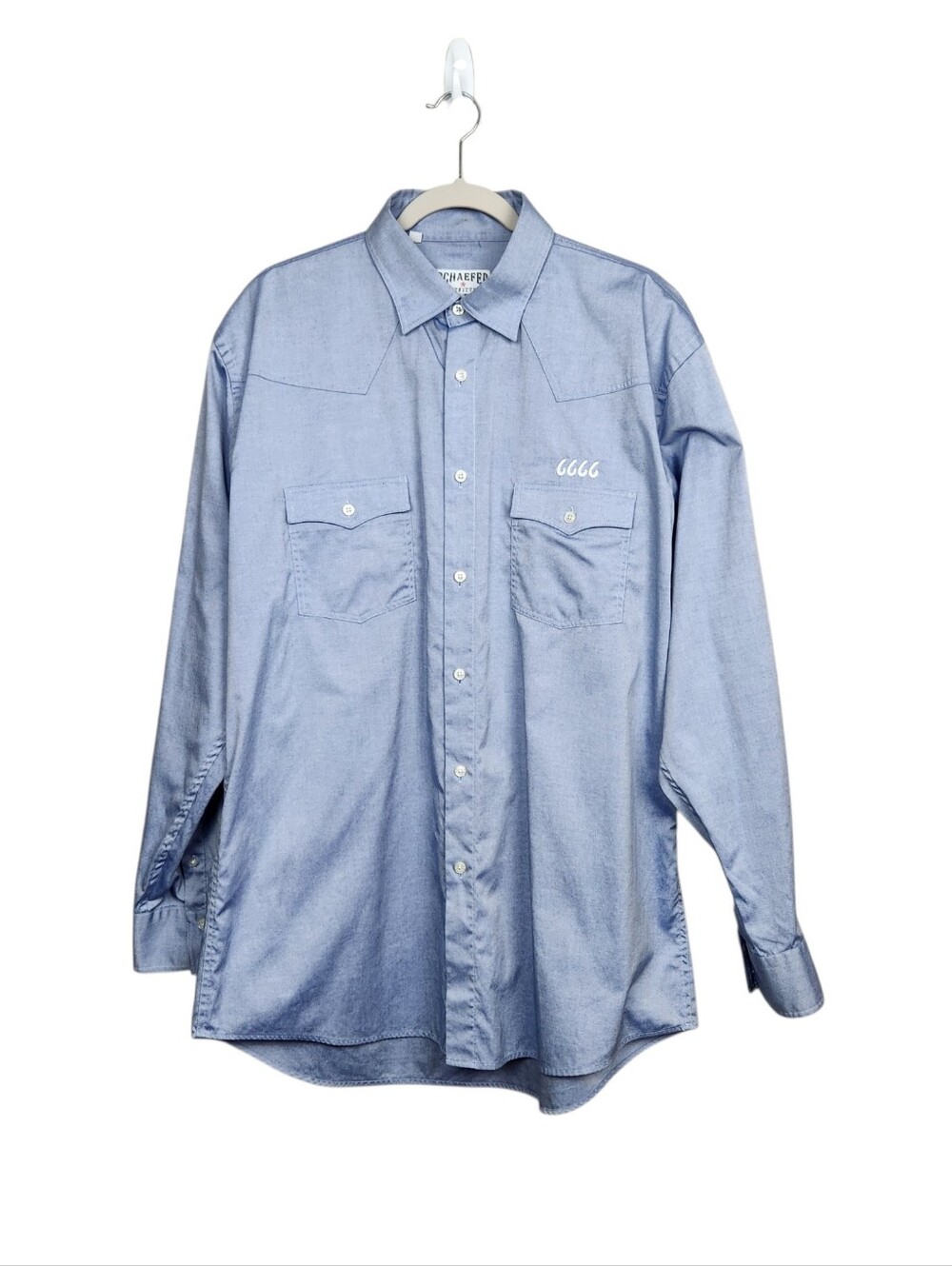 Schaefer Outfitter Western Classic Pinpoint Long Sleeve Shirt Blue Mens Size XLT